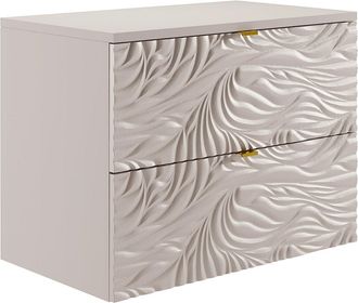 Vente-Unique Mueble bajo lavabo suspendido texturizado con estante - Beige - 80 cm - RINAREL