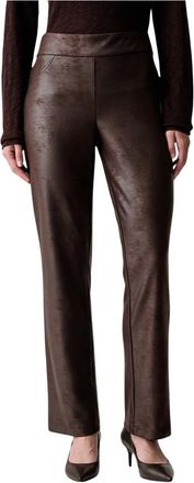 Joseph Ribkoff Gefoilede Zijdeachtige Gebreide Rechte Broek Met Trekband - Dames - Straight fit broeken - Bruin - 4XL - Polyester - Broeken