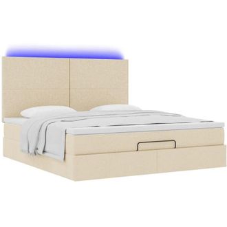 vidaXL Estructura De Cama Otomana Con Colch&oacute;n Tela Crema 180x200cm Vidaxl