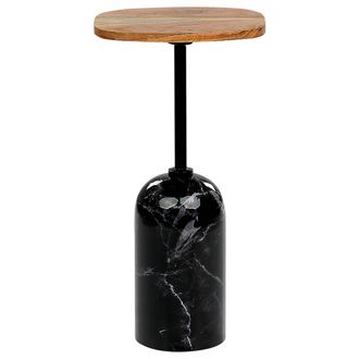 Beliani Mesa Auxiliar Redonda De Estilo Moderno Con Tapa De Madera Y Base De Metal En Color Madera Clara Y Negro Oasis