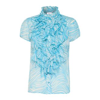 Saint Tropez LiljaSZ Crinkle SS Shirt - Dames - Blouses & Shirts - Blauw - Maat: XS