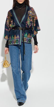 Etro Silk Kimono, Womens, Navy Blue
