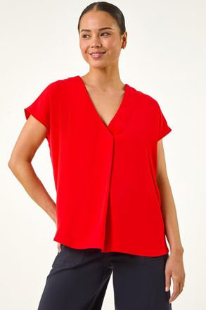 Roman V-Neck Tuck Front Top