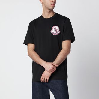 Moncler T-shirt nera in cotone con stampa logo