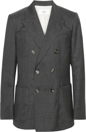 Ami Dubbelrijige Blazer - Heren - Blazers - Grijs - L - Wol - Jassen