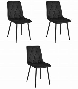 OEM Silla Libra - Terciopelo Negro / Patas Negras X 3