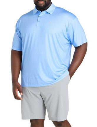 Callaway Big & Tall Geometric Heather Print Patterned Polo Shirt in Vista Blue at Nordstrom, Size 3X Big