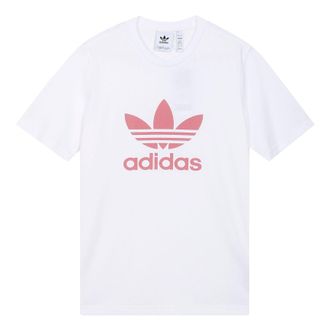 adidas originals Trefoil Logo Printing Sports Round Neck Short Sleeve White GN3485