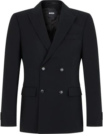 HUGO BOSS Dubbelrijige Jas - Heren - Business blazers - Zwart - XL - Wol - Kostuums