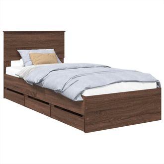 vidaXL Estructura De Cama Roble Marr&oacute;n 75 X 190 Cm Madera Ingenieril Vidaxl