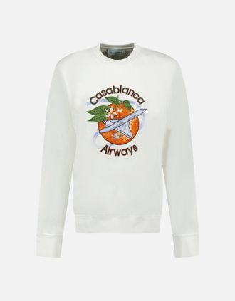 Casablanca Mens Casablanca Orbite Autour De LOrange Beaded Sweatshirt White - Size: 40