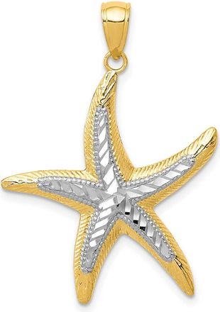 Diamond2Deal 14k Yellow Gold with White Rhodium Starfish Pendant