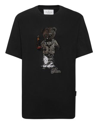 Philipp Plein Round Neck T-Shirt Teddy Crystal