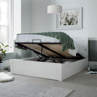 Bedmaster Bedmaster - Dawson White Wooden Ottoman Storage Bed Double