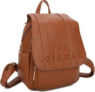 Generic Womens Fashion Backpack, Vegan Leather Tote Casual Daypack with Multiple Compartments, Gold Hardware (Brown)