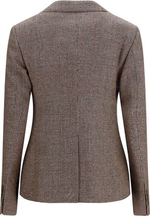 Burberry Womens Single-Breasted Wool And Linen Blazer Soap Beige-Brown Chk Blazers & Vests Beige/brown