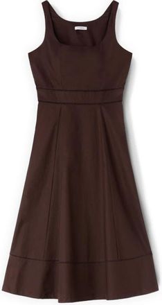 Motivi Jurk met Ajour&eacute; in Popeline - Dames - Casual kleedjes - Bruin - 2XS - Katoen - Kleedjes