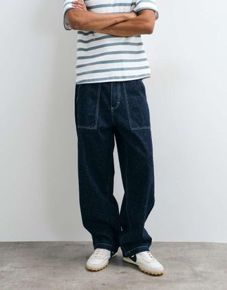 Wrangler jeans in denim da lavoro blu scuro