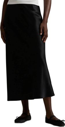 Polo Ralph Lauren Double Faced Satin Midi Skirt In Black