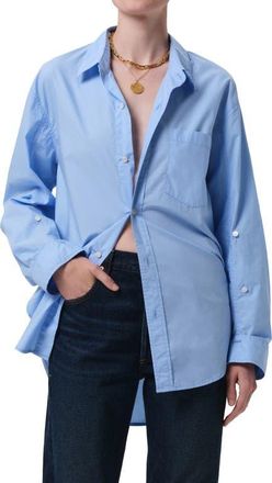 Citizens Of Humanity Kayla Oversize Poplin Button-Up Shirt in Banker Blue Dk at Nordstrom, Size X-Large