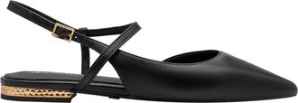 Tamaris Puntige leren slingback ballerinas