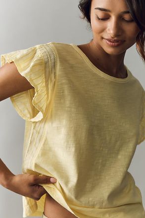 Pilcro Cotton Ruffle Sleeve Muscle Tee
