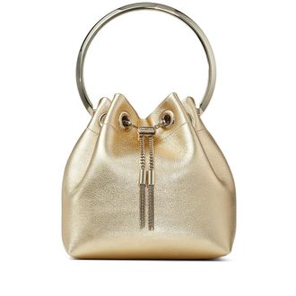 Jimmy Choo London Bon Bon Metallic-finish Bucket Bag