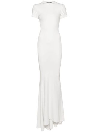 Balenciaga Maxi T-shirtjurk - Wit