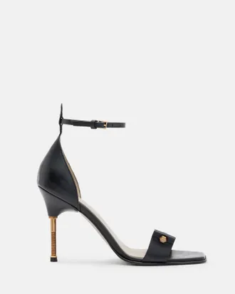 AllSaints Betty Square Toe Leather Heeled Sandals