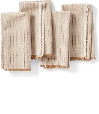 Coyuchi Set of 4 Stripe Organic Cotton Napkins in Hazel at Nordstrom