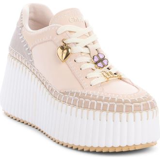 Chlo&eacute; Nama Platform Wedge Sneaker in Dove Grey at Nordstrom, Size 12Us