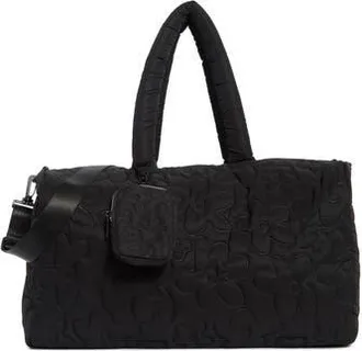 Mytagalongs Floral Quilted Duffle with Trolley Pass Pocket in Black at Nordstrom Rack