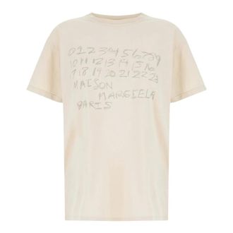 Maison Margiela T-Shirts, male, White, Size: 2XL Numerical Cotton T-Shirt
