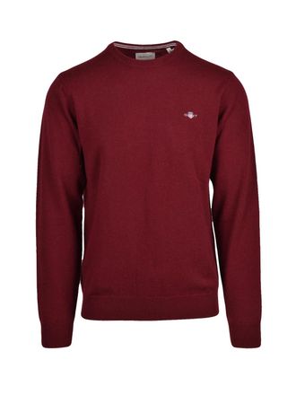 GANT Classic Fit Wool Crewneck Sweater With Ribbed Detailing