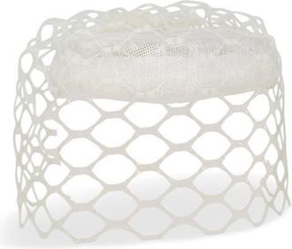Gigi Burris Millinery Elodie Hemp Cocktail Hat with Silk Birdcage Veil in Ivory at Nordstrom
