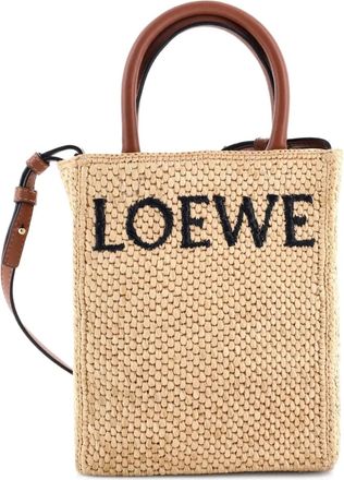 Loewe A5 Tote Raffia and Leather crossbody bag - Bruin