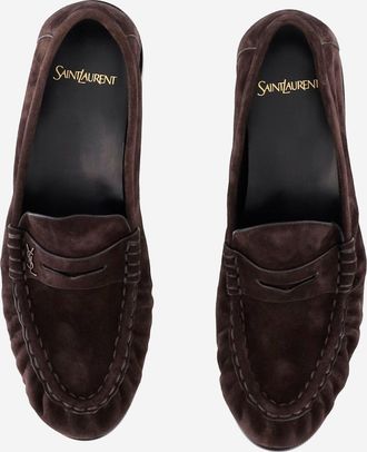 Saint Laurent Mens Loafers Soft Suede Dark Brown