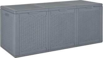 vidaXL Caja de almacenaje para jardín pp aspecto de ratán gris 270 l Vidaxl