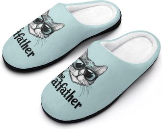 Generic The Catfather Cat Father Dad Mens Slippers Comfortable And Non-slip Cotton Slipper Shoe for House