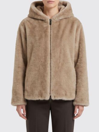 Parosh P. A.R. O.S. H. Short Faux Fur Jacket with Collar and Zip Closure
