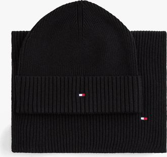 Tommy Hilfiger Mens Tommy Hilfiger AM0AM13807 TH FLAG BEANIE & SCA Mens Beanie Black