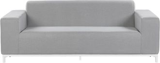 Beliani Sof&aacute; 3 Plazas De Poli&eacute;ster Gris Claro Blanco Patas Metal Interior Exterior Rovigo