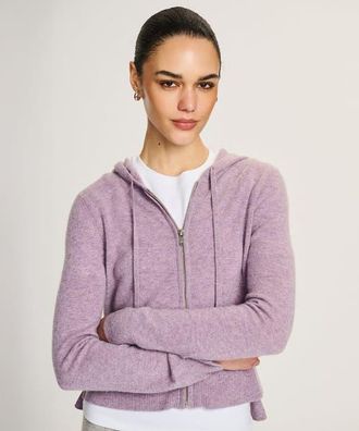 Naadam Signature Cashmere Cropped Zip Up Hoodie in Lavender at Nordstrom, Size Xx-Large