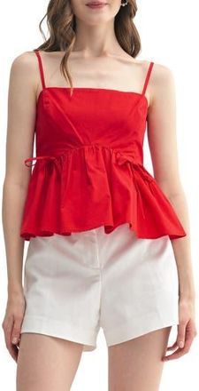 All in Favor Front Bows Smocked Peplum Top in Red at Nordstrom Rack, Size X-Large