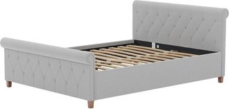 Home Discount Vittorio King Upholstered Bed with Gel Memory Foam Pocket Spring Mattress, Light Grey Linen