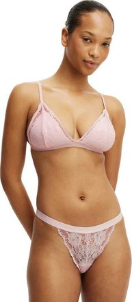 Cotton On Womens Everyday Lace Triangle Padded Bralette in Pink Kiss Tonal Elastic at Nordstrom, Size Xx-Small