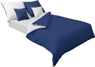 OEM Ropa De Cama Raso Doble Cara 160x200 +2x70x80 Blanco/azul Marino Matex