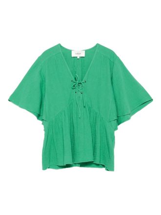 BA&SH Blouse met veterdetail - Groen