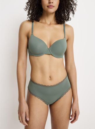 Miiyu Womens Lace trim microfibre classic Hipster Panties Recycled nylon