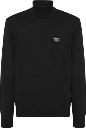 Philipp Plein Turtle Neck Pullover - Heren - Coltruien - Zwart - M - Katoen - Truien & Vesten